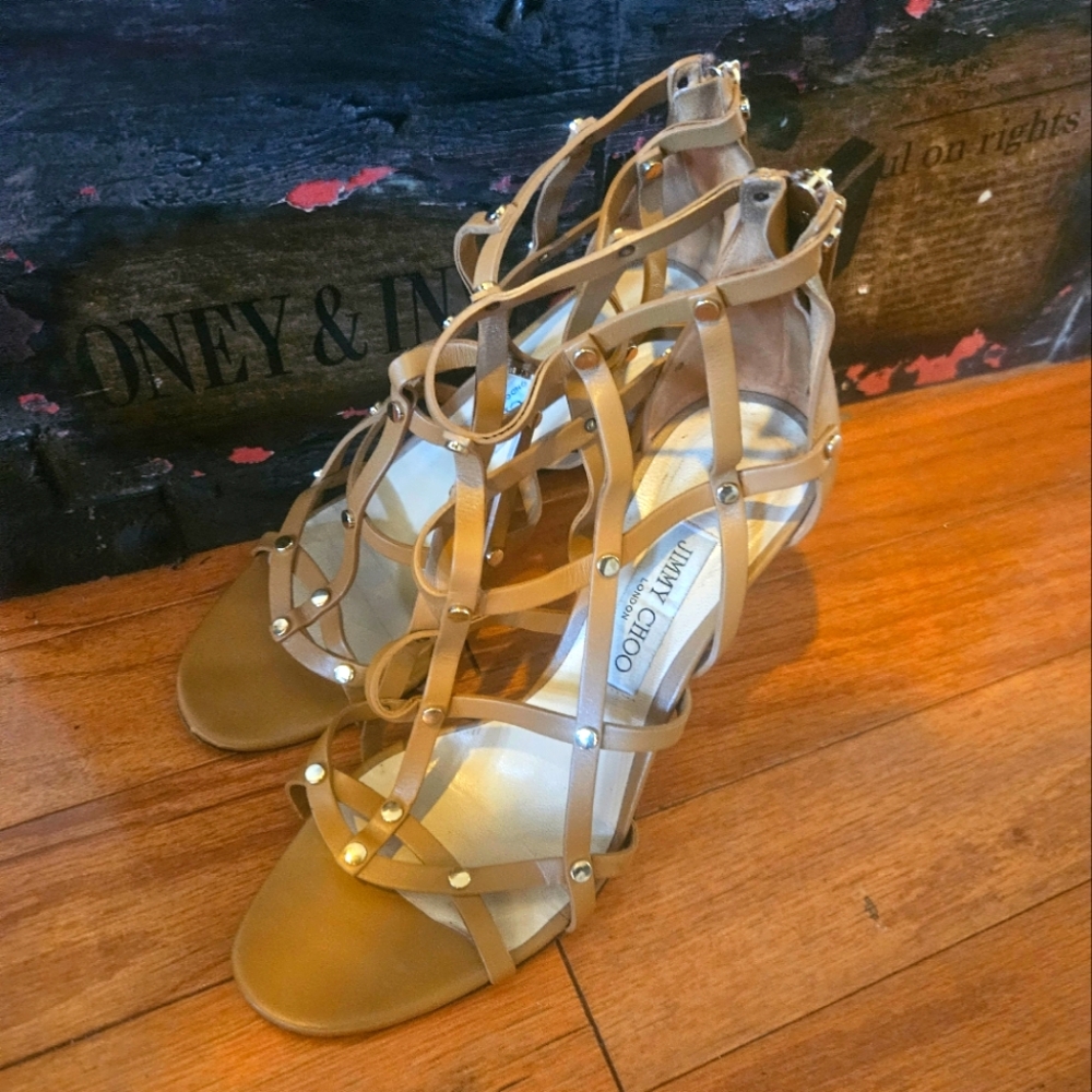Jimmy Choo Tan Strappy Sandals-size 40